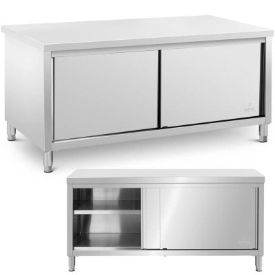 Stół gastronomiczny z szafką drzwi przesuwne 180 x 80 x 87 cm do 500 kg