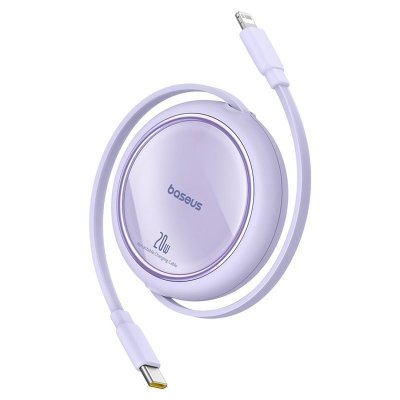 Kabel przewód zwijany Free2Pull USB-C - iPhone Lightning 20W 1m - fioletowy