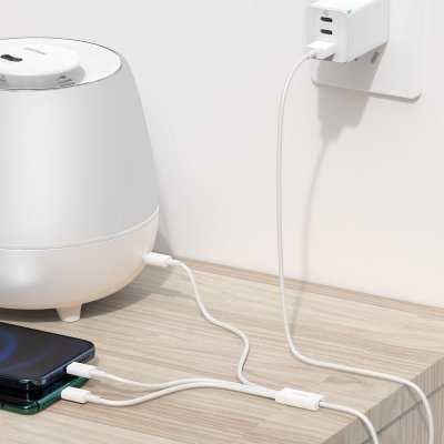 3w1 Kabel przewód Superior Series USB-A - USB-C / iPhone Lightning / micro USB 3.5A 0.5m - biały