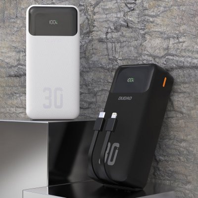 Powerbank 30000mAh z wbudowanymi kablami PD 22.5W - biały
