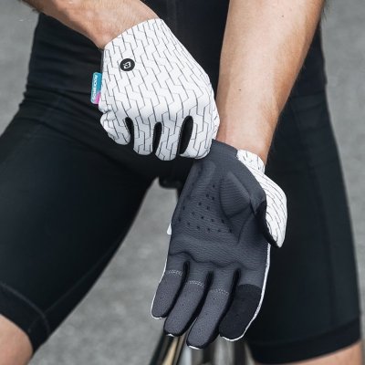 Rękawiczki sportowe rowerowe pełne wiosenno-letnie rozmiar L - biało-czarne