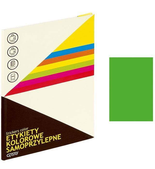 ETYKIETY SAMOPRZYLEPNE 210X297MM GRAND 150-1064 ZIELONE 25ARK