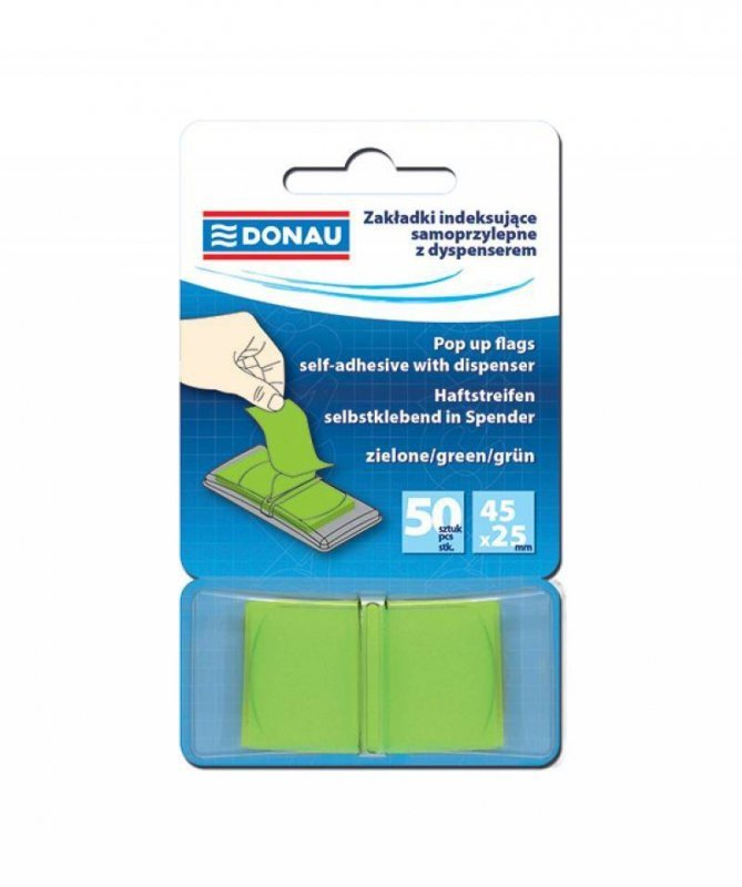 ZAKŁADKI INDEKSUJĄCE FOLIOWE 25X45MM DONAU ZIELONE 50 SZT