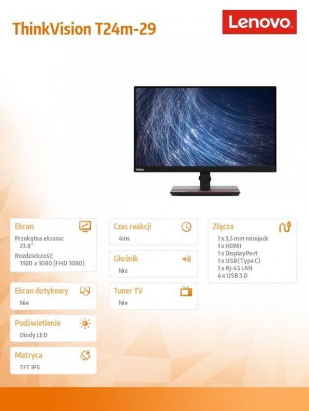 LENOVO MONITOR 23.8 THINKVISION T24M-29 63A5GAT6EU