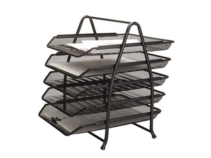 SZUFLADA NA DOKUMENTY 275X350X375MM Q-CONNECT OFFICE SET 5 SZUFLAD CZARNA METALOWA SIATKA