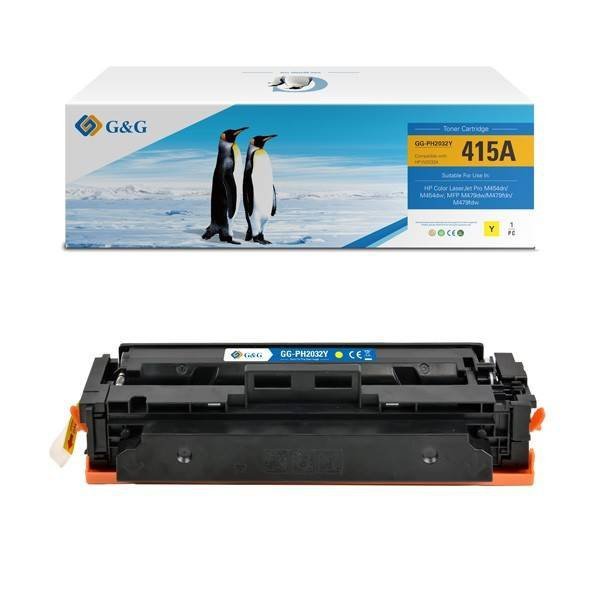 G&G KOMPATYBILNY TONER Z W2032A, YELLOW, 2100S, NT-PH2032Y, HP 415A, BEZ CHIP-A, DLA HP COLOR LASERJET PRO M454DN/M454DW, MFP M4
