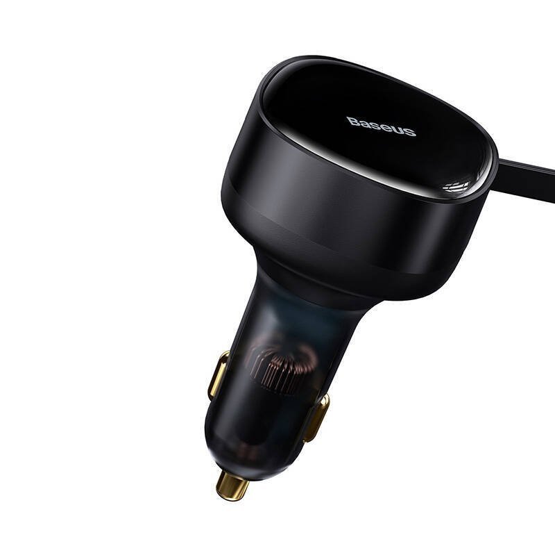 Ładowarka samochodowa Baseus Enjoyment z kablami USB-C + Lightning 3A, 30W (czarna)