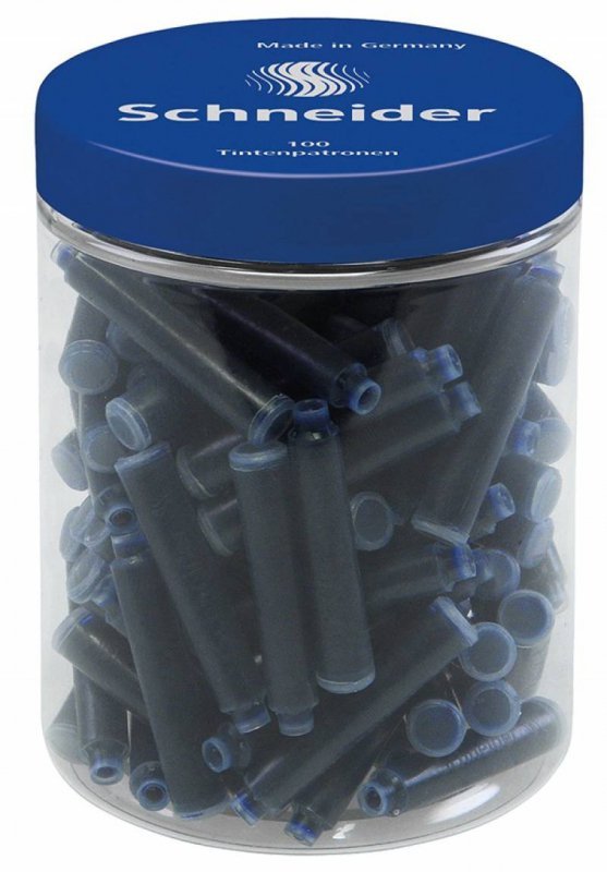 NABOJE DO PIÓR SCHNEIDER NIEBIESKIE 100SZT PLASTIKOWY SŁOIK