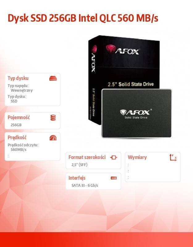 AFOX DYSK SSD 256GB INTEL QLC 560 MB/S