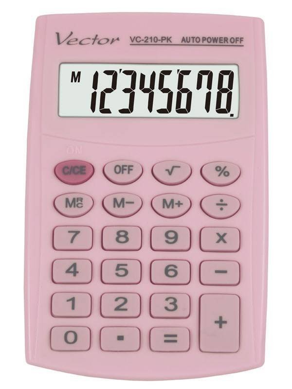 KALKULATOR KIESZONKOWY 98.5X64X10MM VECTOR KAV VC-210 PK RÓŻOWY PASTELOWY BATERIA