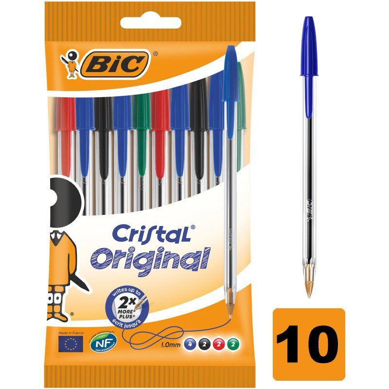 DŁUGOPIS JEDNORAZOWY BIC CRISTAL ORIGINAL 830865 MIX 1.0MM 10SZT