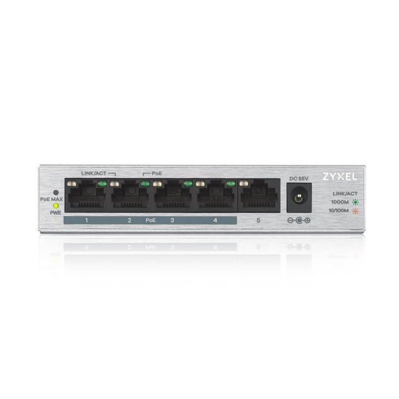 ZYXEL PRZEŁĄCZNIK GS1005-HP 5 PORT GIGABIT POE+ UNMANAGED DESKTOP 60W