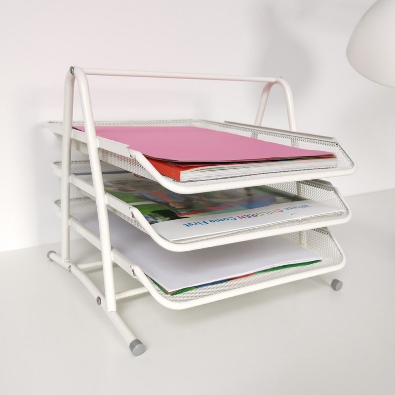 SZUFLADA NA DOKUMENTY 297X275X350MM LEVIATAN 3 SZUFLADY PERŁOWA METALOWA SIATKA