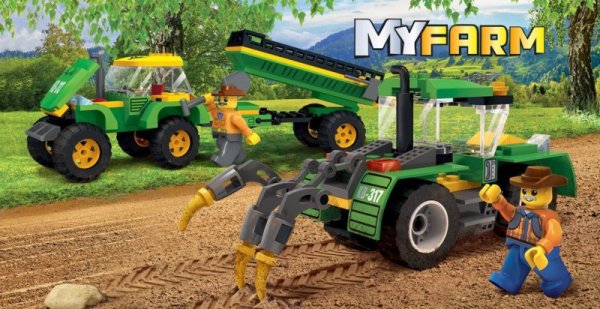 Klocki Blocki MyFarm Traktor z przyczepą