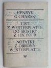 LIST Z WESTERPLATTE DO SIOSTRY Z 1 XI 1939 RHenryk Sucharski
