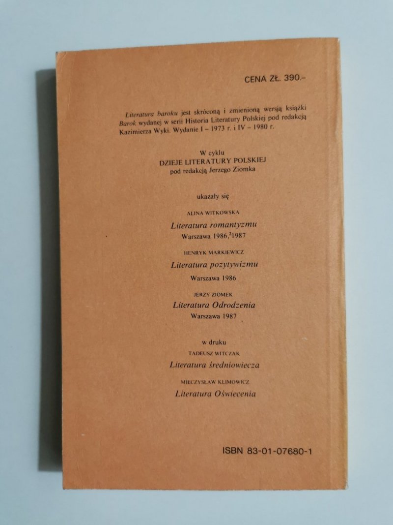LITERATURA BAROKU - Czesław Hernas 1987