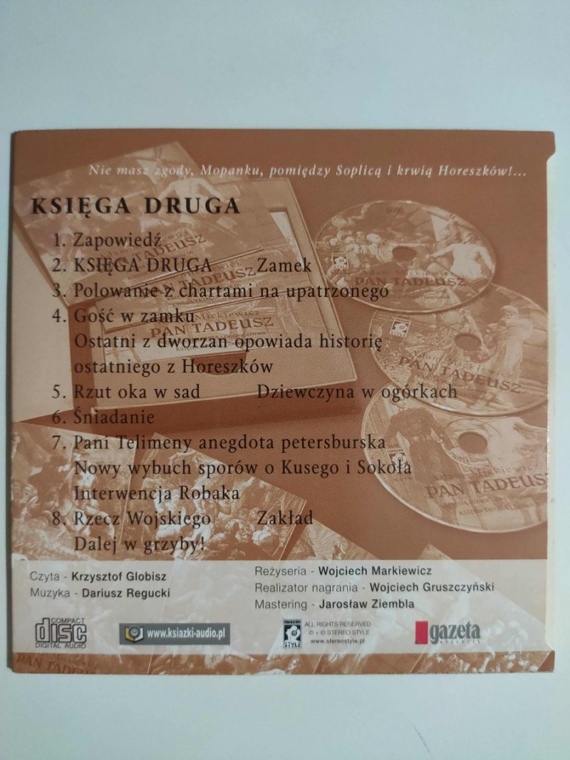 CD. ADAM MICKIEWICZ. PAN TADEUSZ. KSIĘGA DRUGA
