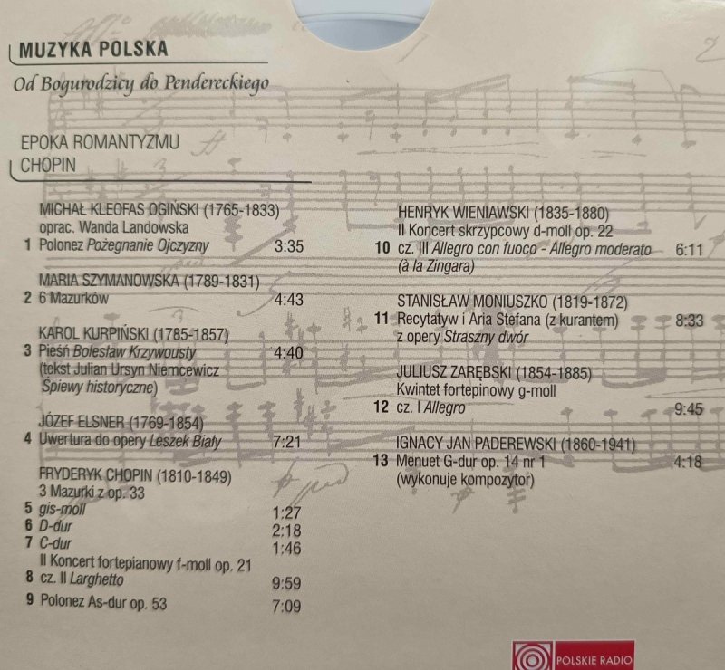CD. MUZYKA POLSKA. OD BOGURODZICY DO PANDERECKIEGO. CD 3