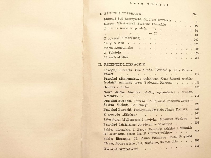 SZKICE LITERACKIE TOM I - Henryk Sienkiewicz 1951