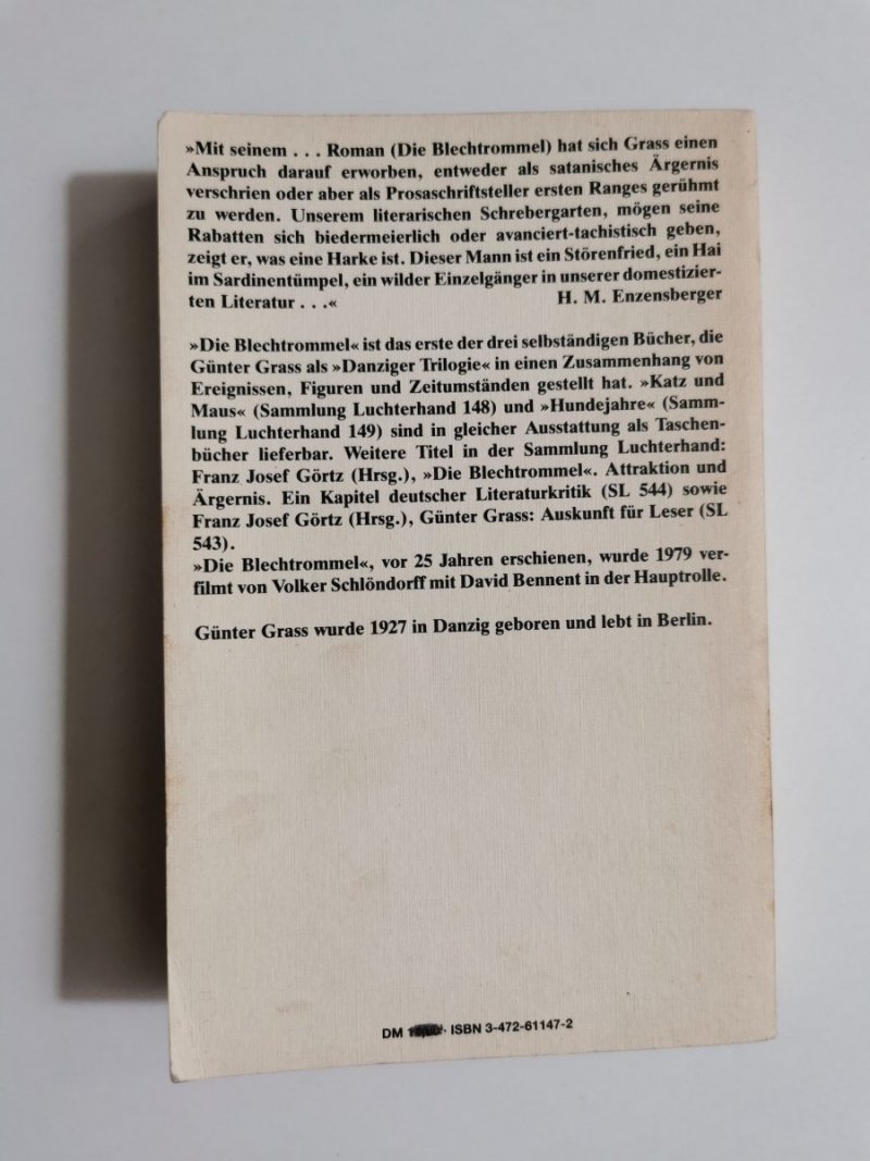 DIE BLECHTROMMEL DANZIGER TRILOGIE 1 - Gunter Grass 1986