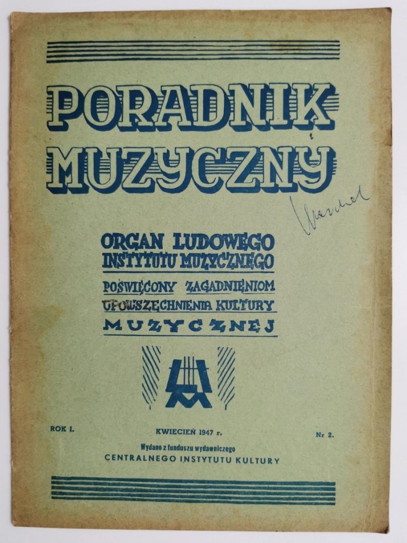 PORADNIK MUZYCZNY ROK I NR 2 KWIECIEŃ 1947