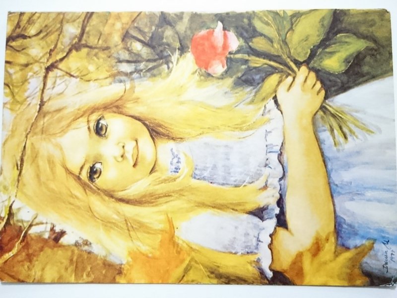BLOND DZIEWCZYNKA Z RÓŻĄ MAL. D. MUSZYŃSKA-ZAMORSKA