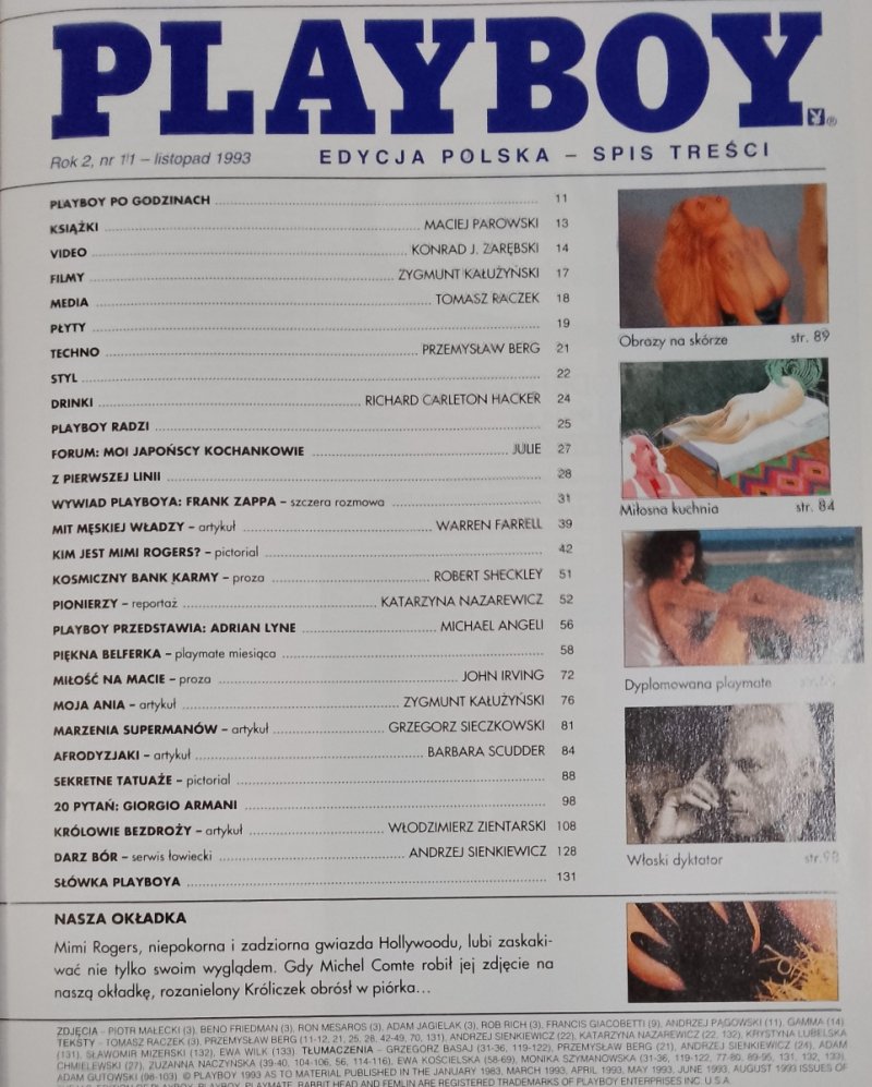 PLAYBOY NR 11 (12) LISTOPAD 1993 MIMI ROGERS 