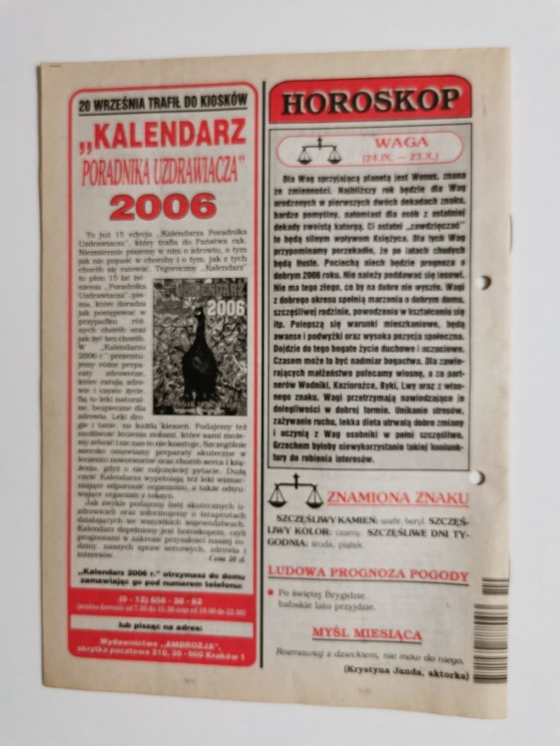 PORADNIK UZDRAWIACZA NR 10/155 PAŹDZIERNIK 2005 r.
