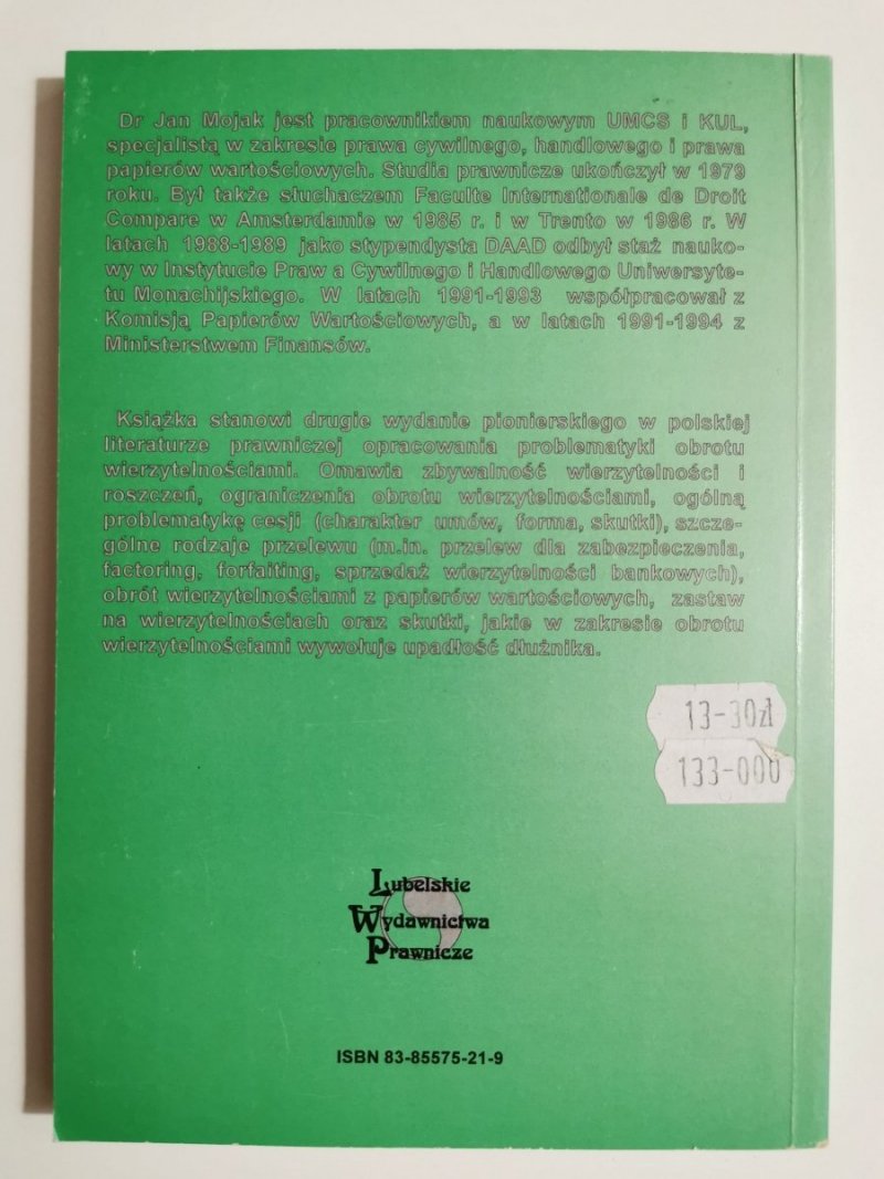 OBRÓT WIERZYTELNOŚCIAMI. PODSTAWOWE ZAGADNIENIA PRAWNE 1995