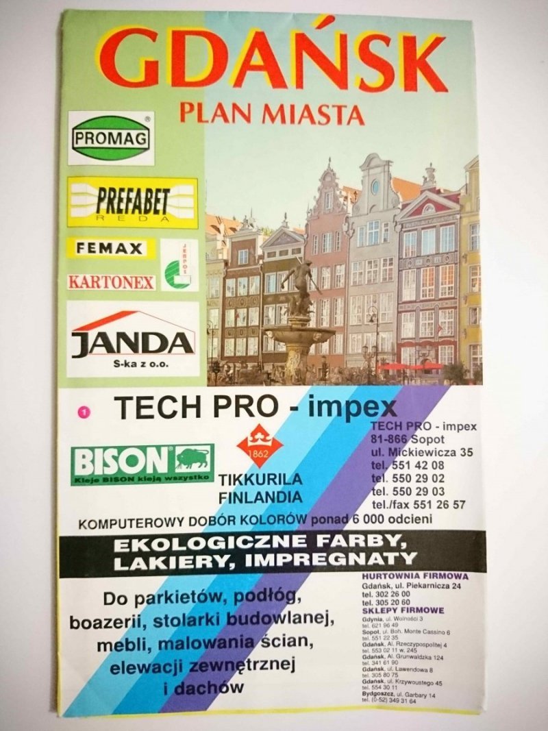 GDAŃSK. PLAN MIASTA. MAPA Z REKLAMAMI 