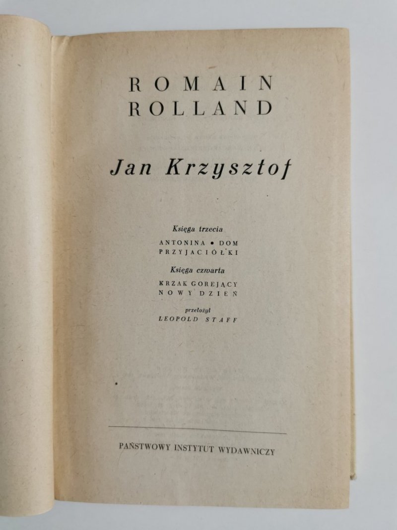 JAN KRZYSZTOF TOM II - Romain Rolland 1966