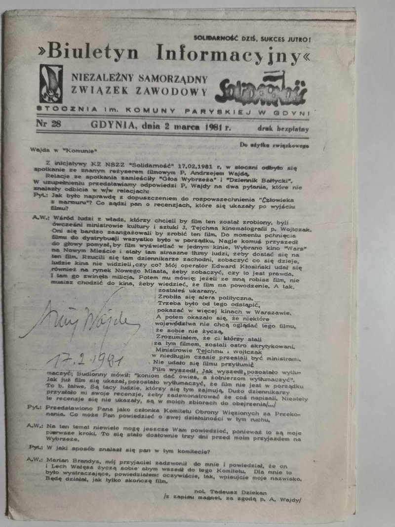BIULETYN INFORMACYJNY NR 28 2.3.1981