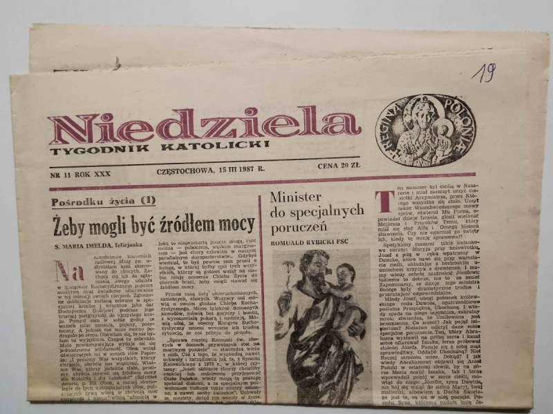 NIEDZIELA NR 11 ROK XXX CZĘSTOCHOWA, 15 III 1987 r.