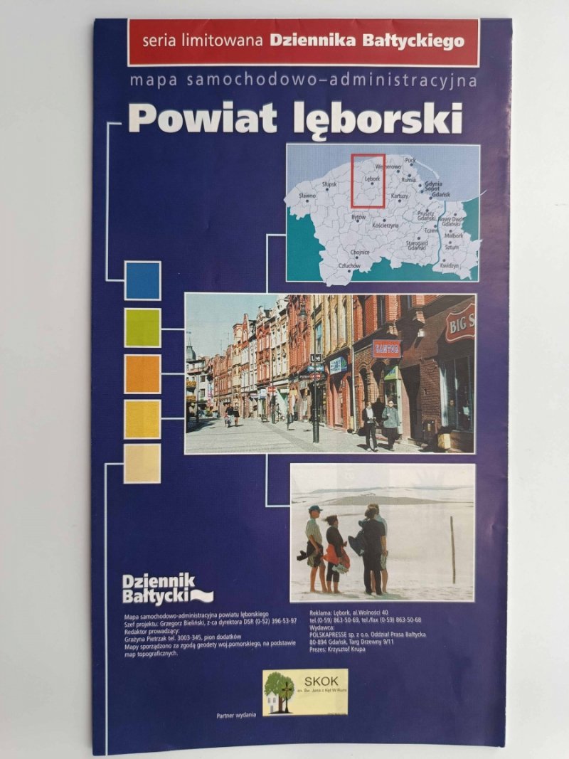 POWIAT LĘBORSKI. MAPA SAMOCHODOWO ADMINISTRACYJNA