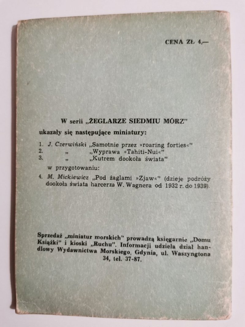 MINIATURY MORSKIE. KUTREM DOOKOŁA ŚWIATA - Julian Czerwiński 1961