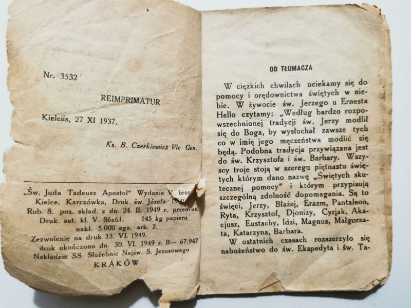 NABOŻEŃSTWO DO ŚW. JUDY TADEUSZA. 1949 - Stanisław Szpetnara