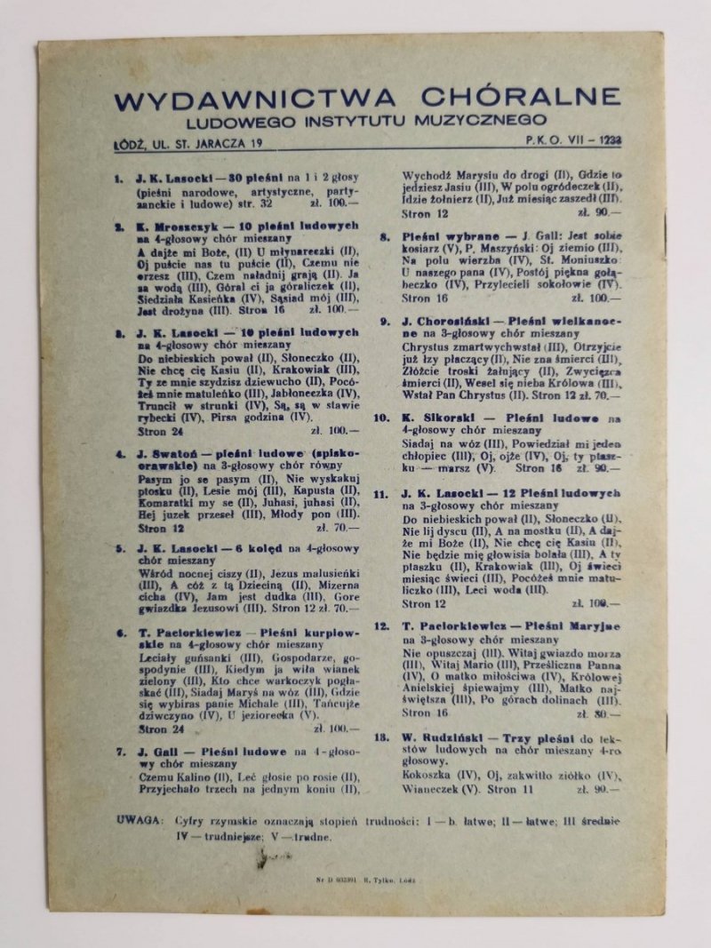 PORADNIK MUZYCZNY ROK III NR 1 (23) STYCZEŃ 1949 r.