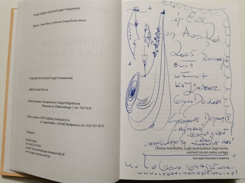 ODPOCZYNEK CASANOVY - K. L.Tomaszewski (Dedykacja z Autografem)
