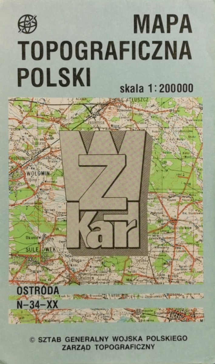 MAPA TOPOGRAFICZNA OSTRÓDA. SKALA 1:200 000