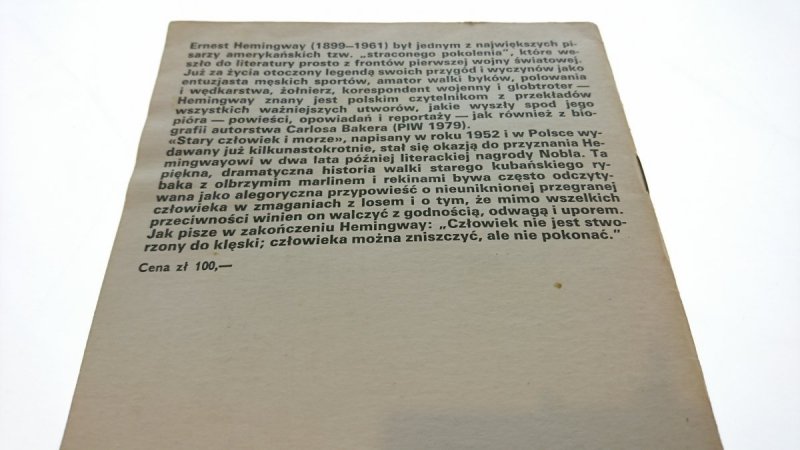 STARY CZŁOWIEK I MORZE - Hemingway 1987