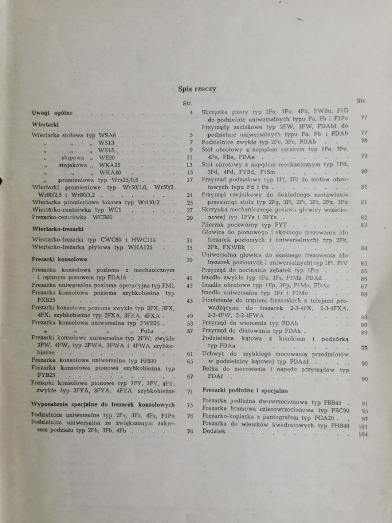 WIERTARKI I FREZARKI KATALOG OB2 STYCZEŃ 1957