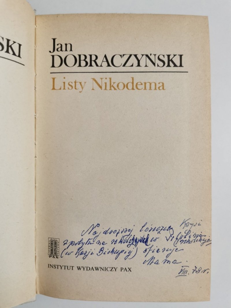 LISTY NIKODEMA - Jan Dobraczyński 1978