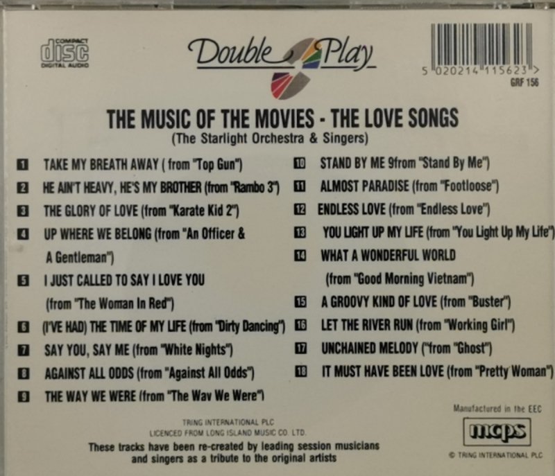 CD. THE MUSIC OF THE MOVIES. THE LOVE SONGS
