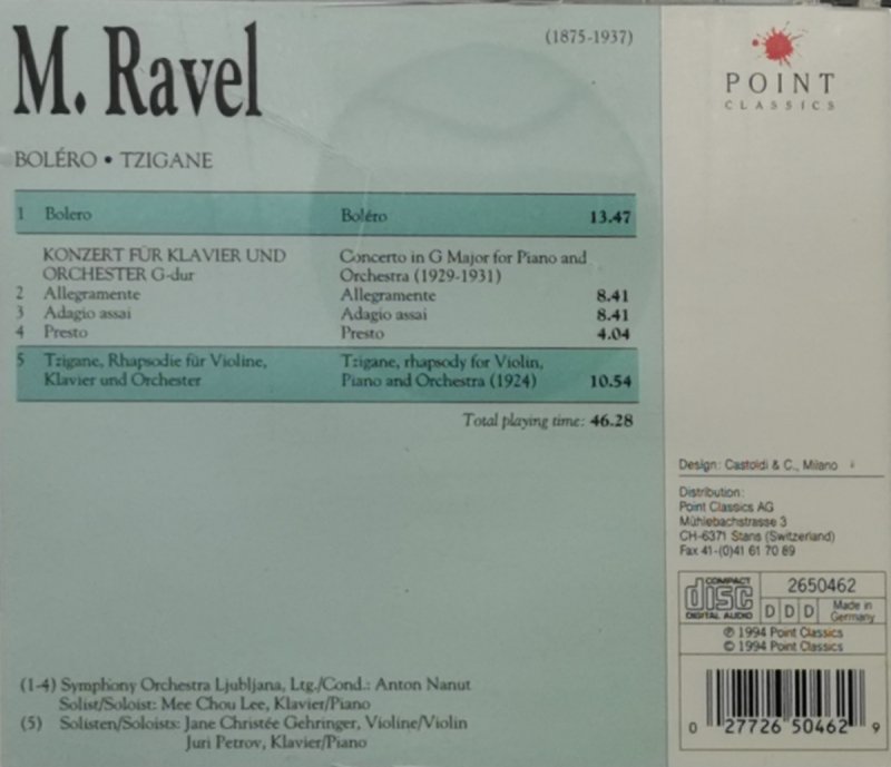 CD. RAVEL BOLERO TZIGANE