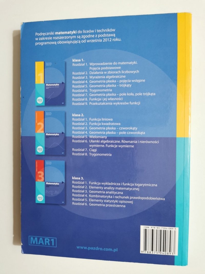 MATEMATYKA. PODRĘCZNIK KLASA 1 - Marcin Kurczab 2015