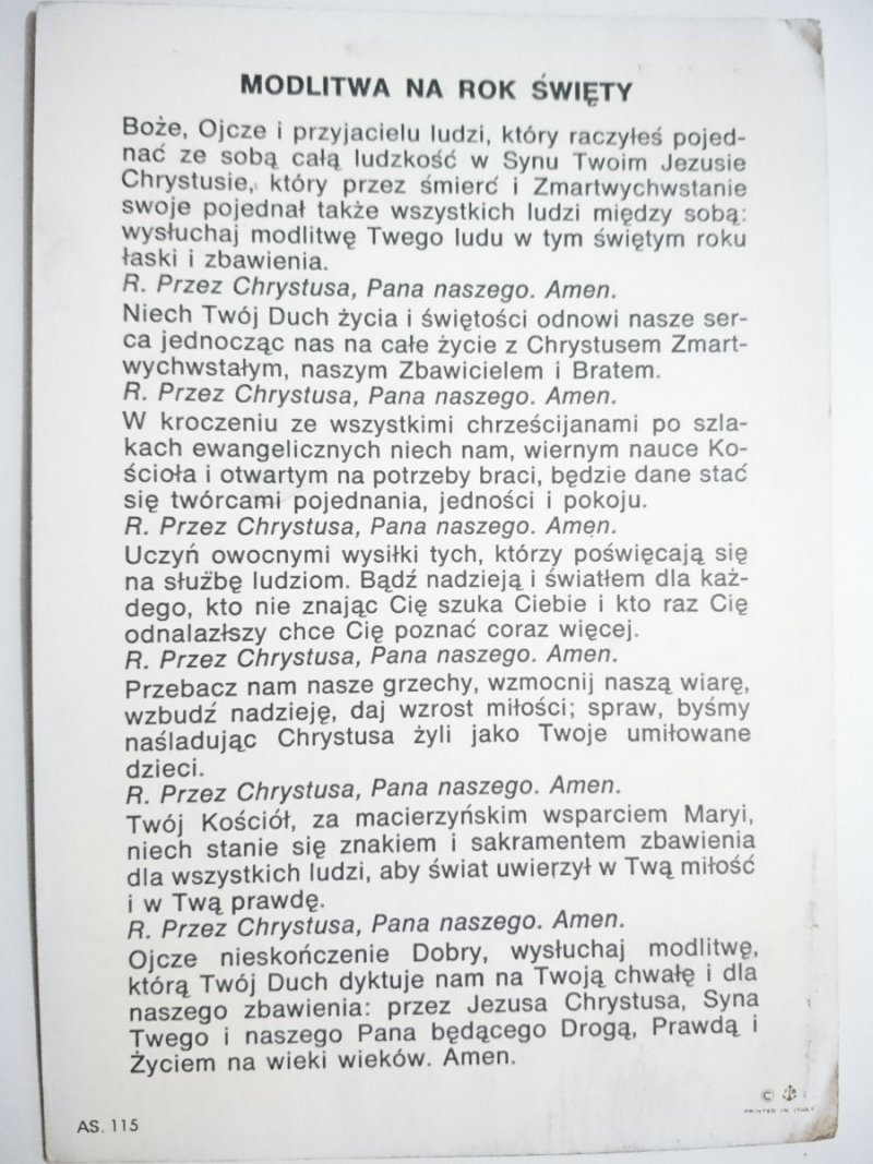 MODLITWA NA ROK ŚWIĘTY 1975 Jezus
