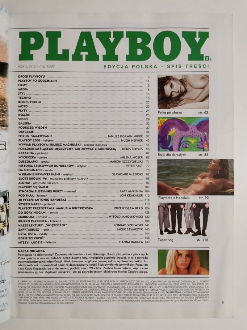 PLAYBOY NR 5 (42) MAJ 1996 KASIA KOZACZYK