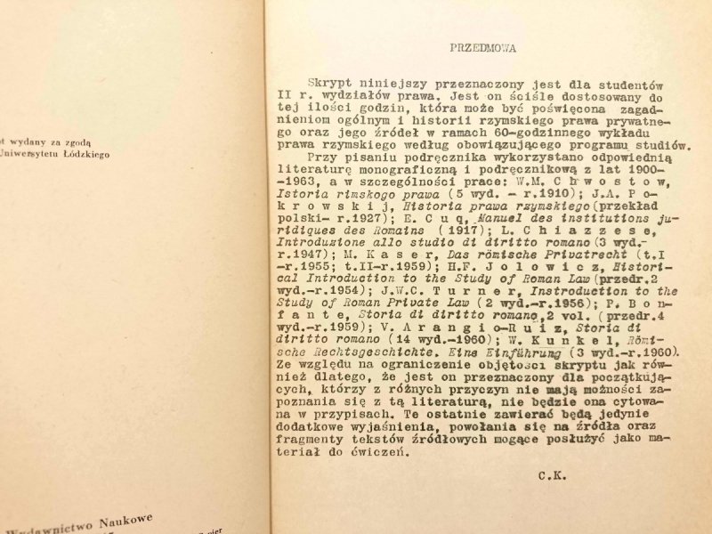 WSTĘP DO NAUKI RZYMSKIEGO PRAWA PRYWATNEGO. SKRYPT 1965
