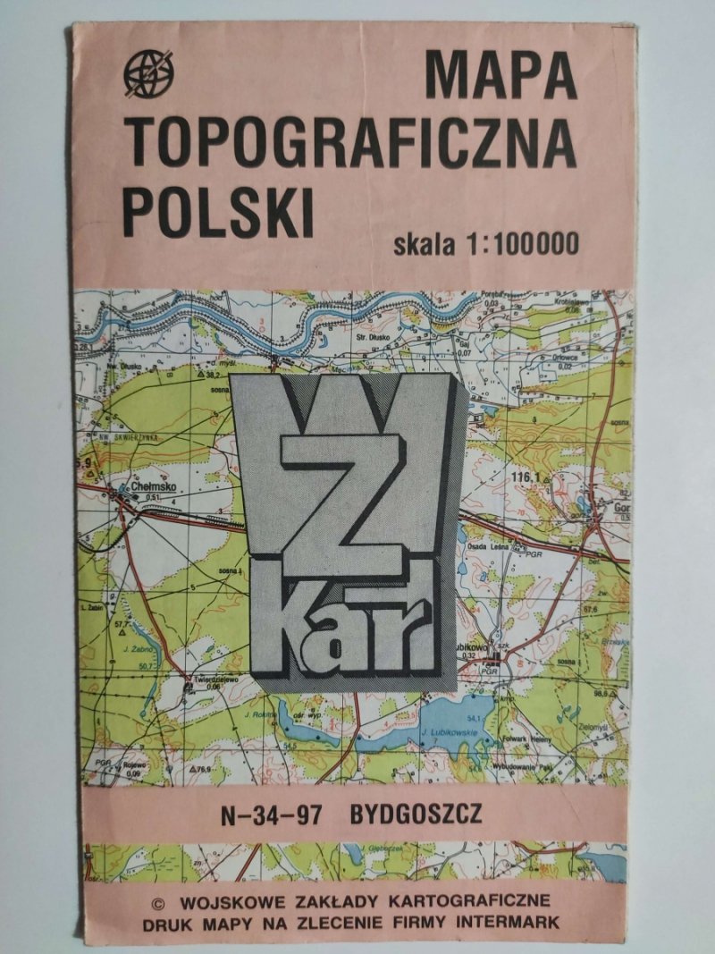 MAPA TOPOGRAFICZNA POLSKI 1:100 000 N-34-97 BYDGOSZCZ