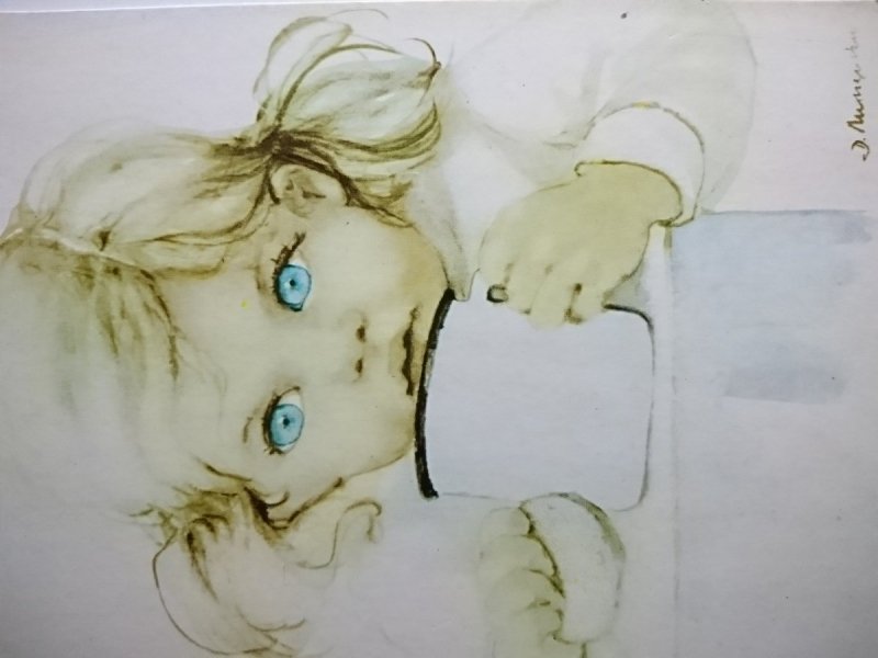 BLOND DZIEWCZYNKA Z KUBKIEM MAL MUSZYŃSKA-ZAMORSKA